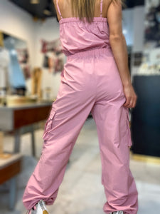 Pink Cargo Jumpsuit