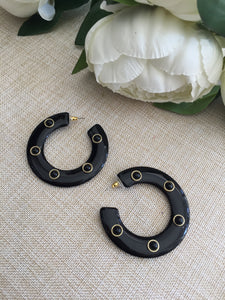 Black & Dots Hoops Earrings